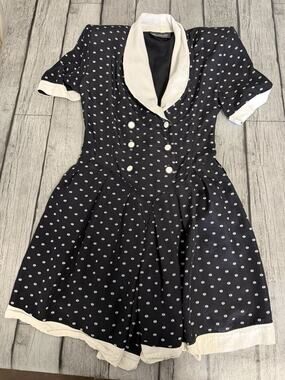 Juniors By Choice Dress Skort Black White Polka Dot Sz 9 Vintage 80s 90s